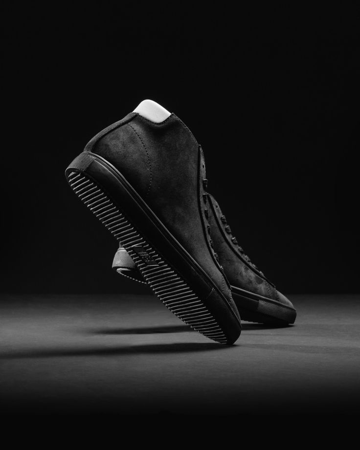 OB-08 MIDNIGHT high-top sneaker in brushed black suede, studio product shot